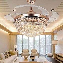 RS Lighting Chandelier Ceiling Fan Light with Remote Control and Transparent Blades 3 Varied Lig ...