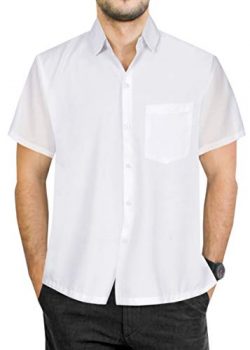 LA LEELA Rayon Pocket Hawaiian Camp Shirt White Small | Chest 38″ – 40″