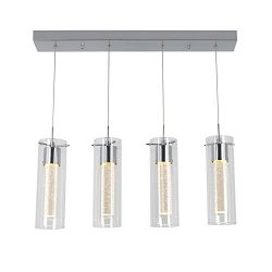 Artika OME59 4-Pendant Dimmable Light Fixture with Integrated Led and Premium Bubble Glass, Chro ...