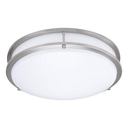 14-Inch Double Ring Dimmable LED Flush Mount Ceiling Light, 22W (100W Equivalent), 1800lm, 4000K ...