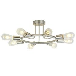 BONLICHT 8-Light Sputnik Chandelier Brushed Nickel Semi Flush Mount Ceiling Light Industrial Vin ...