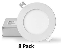 QPLUS 4 Inch LED Recessed Lighting, Ultra Thin Canless Downlight Kit with Junction Box, Dimmable ...