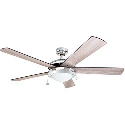 Prominence Home 80100-01 Bolivar Chrome Contemporary Rustic Ceiling Fan, 52″ LED, Farmhous ...