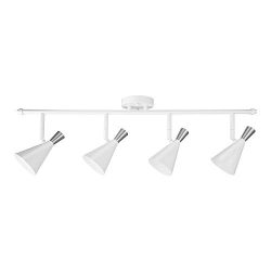 Globe Electric Aurora 4 Track Lighting, Matte White, Brushed Steel Accents 59452