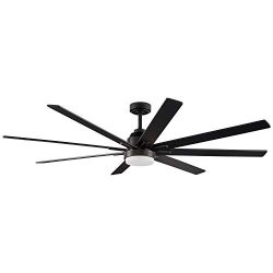 Rivet Modern Remote Control DC Motor Ceiling Fan with 18W Integrated LED Light – 72 x 72 x ...