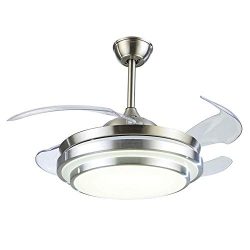 Nicess 42 Inches Ceiling Fan Lights with Invisible Blades and Remote LED Integration Three-Color ...