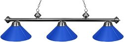 Ozone Brushed Chrome Pool Table Light with Blue Shades