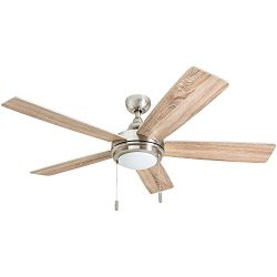 Honeywell 50606-01 Ventnor Farmhouse Ceiling Fan, 52” Rustic Barnwood Decor, ETL Indoor, Brushed ...