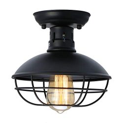 LMSOD Industrial Vintage Metal Black Ceiling Light, Creative Retro Pendant Lights 1 Light Fixtur ...