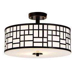 SOTTAE Elegant 16 inch 2 Lights Glass Diffuser Black Livingroom Bedroom Flush Mount Ceiling Ligh ...