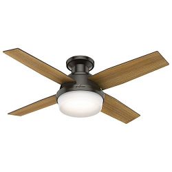 Low Profile Noble Bronze Dempsey Ceiling Fan With Light & Remote, 44 Inch