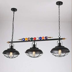 NIUYAO Hanging Pool Table Light Fixture 47”W Island Light with Metal Shade, Metal Cage Fra ...