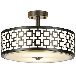 SOTTAE Luxurious 2 Lights Glass Diffuser Black Finish Bedroom Living Room Ceiling Light,Ceiling  ...