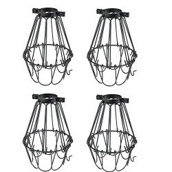 Rustic State Set of 4 Industrial Vintage Style | Hanging Pendant Metal Wire Cage | Adjustable Li ...