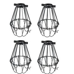 Rustic State Set of 4 Industrial Vintage Style | Hanging Pendant Metal Wire Cage | Adjustable Li ...