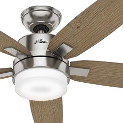Hunter Fan 54 inch Casual Brushed Nickel Indoor Ceiling Fan withl Light Kit and Remote Control ( ...
