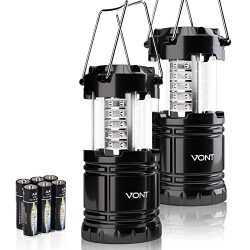 Vont 2 Pack LED Camping Lantern, Super Bright Portable Lanterns, Must Have During Hurricanes, Em ...