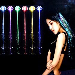 Gotian 12pcs Flash Light Emitting Braids Hair Fiber Pigtails Glow Led Hair Accessories Headdress ...