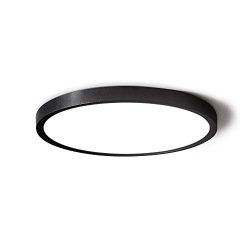 TALOYA LED Surface Mount Ceiling Light, 20W Round, Ultra Thin 1 inch, 12 inch Black Shell, for L ...