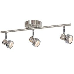 MELUCEE 3 Heads Spotlight Ceiling Fixture Brushed Nickel 50W GU10 Base Bulbs Included, Kitchen T ...