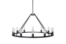 Sonoro Round Chandelier 38″ – Black w/Vertical Bulbs – Linea di Liara LL-CH5-3 ...