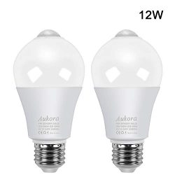 Motion Sensor Light Bulbs, Aukora 12W (100-Watt Equivalent) E26 Motion Activated Dusk to Dawn Se ...