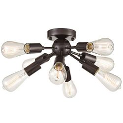 CLAXY Ecopower Vintage Sputnik Chandeliers 8 Light Bronze Flush Mount Ceiling Light