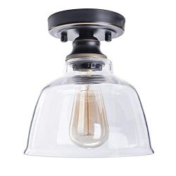 HMVPL Semi Flush Ceiling Lamp, Industrial Glass Close to Ceiling Light Farmhouse Pendant Lightin ...