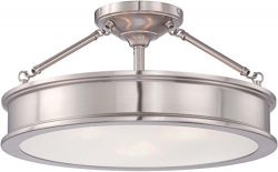 Minka Lavery Semi Flush Mount Ceiling Light 4177-84, Harbour Point Lighting Fixture, 3 Light, Nickel