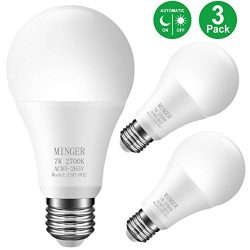 Sensor Light Bulbs Dusk to Dawn Light Bulb,Minger 7W Smart Automatic LED Bulbs with Auto on/Off, ...