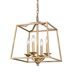 Emliviar 4-Light Modern Pendant Chandelier Lighting, Gold Lantern Hanging Light, 2086P-4 AG