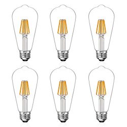 LED Edison Light Bulbs 60W Equivalent Halogen Replacement Dimmable E26 Base Vintage Filament Pen ...