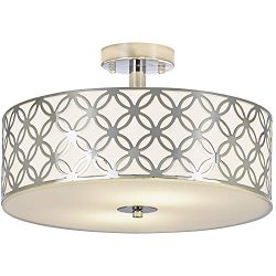 SOTTAE Luxurious Living Room Bedroom Ceiling lamp Creamy White Glass Diffuser Chrome Finish Flus ...