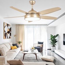 Tropicalfan Ceiling Fan Chandelier with LED Light and 5 Blades Champagne Remote Control for Home ...