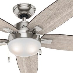Hunter Fan 54 inch Contemporary Ceiling Fan in Brushed Nickel with LED Light Kit (Renewed)
