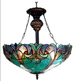 Chloe Lighting CH18780VG18-UH2 Liaison Tiffany-Style Victorian 2-Light Inverted Ceiling Pendant  ...