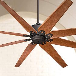 72″ Predator Outdoor Ceiling Fan with Remote Control Large English Bronze Cherry Damp Rate ...