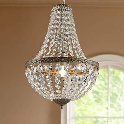 French Empire Antique Silver Finish Farmhouse Crystal Pendant Chandelier Lighting LED Ceiling Li ...