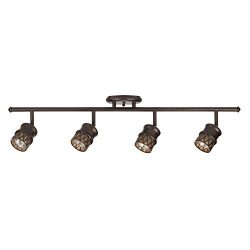 Globe Electric Norris 4-Light Track Lighting, Bronze, Oil Rubbed Finish, Champagne Glass Track H ...