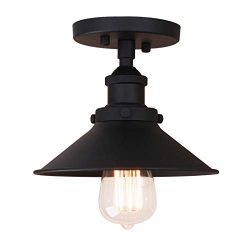 Pathson Vintage Ceiling Light with Semi-Flush Mounted Metal Shade Ceiling Lamp Fixtures for Hall ...