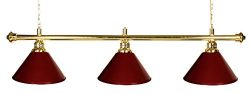 Iszy Billiards Metal Pool Table Light Billiard Lamp, Brass Rod with Burgundy Shades, 61-Inch