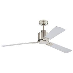 Rivet Modern Cylindrical 3 Blade Flush Mount Ceiling Fan – 43 x 43 x 12.5 Inches, Brushed  ...