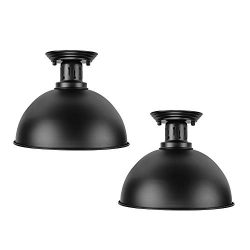 HMVPL Industrial Close to Ceiling Light, Metal Black Semi Flush Mounted Pendant Lighting Fixture ...