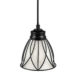 Industrial Antique Hanging Pendant Lights with Wrought Iron Metal Shade,Glass Lampshade, Black F ...