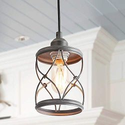 LALUZ Industrial Mini Pendant Lighting, Farmhouse Kitchen Island Lights, Silver Brushed