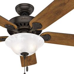 Hunter Fan 52 inch Traditional Premier Bronze Indoor Ceiling Fan with Light Kit (Renewed)