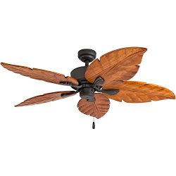 Prominence Home 80020-01 Willow View Tropical Ceiling Fan, Hand-Carved Wooden Blades, 52 inches, ...