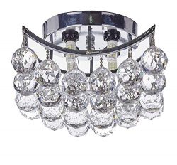 Top Lighting 4-Light Chrome Finish Clear European Crystals Chandelier Square Flush Mount Ceiling ...