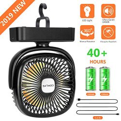 COMLIFE Portable LED Camping Lantern with Tent Ceiling Fan -4400 mAh Battery Powered Mini Desk F ...