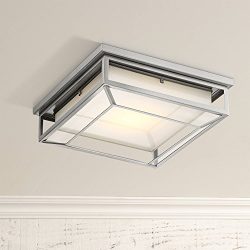 Radcliffe Modern Outdoor Ceiling Light Fixture LED Matte Nickel 12″ Frosted Bonded Glass D ...